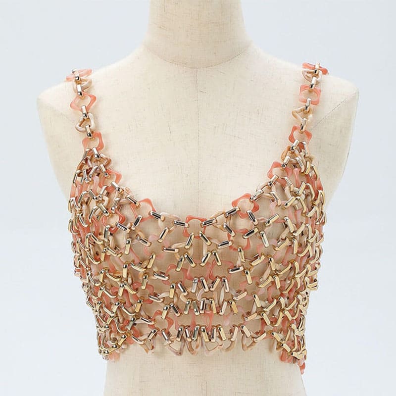 Pearl Beaded Sleeveless Top - Handcrafted Fashion Statement