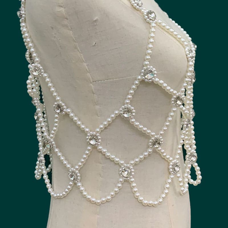 Luxurious Pearl Beaded Camisole - Handmade Fashion Piece