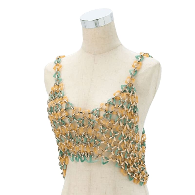 Pearl Beaded Sleeveless Top - Handcrafted Fashion Statement