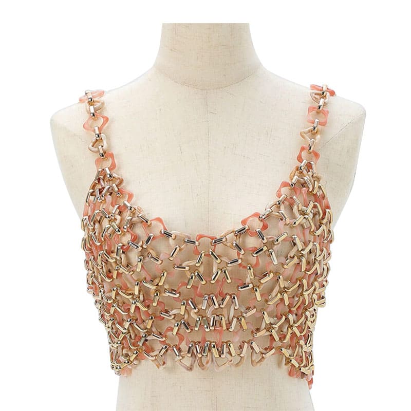 Pearl Beaded Sleeveless Top - Handcrafted Fashion Statement