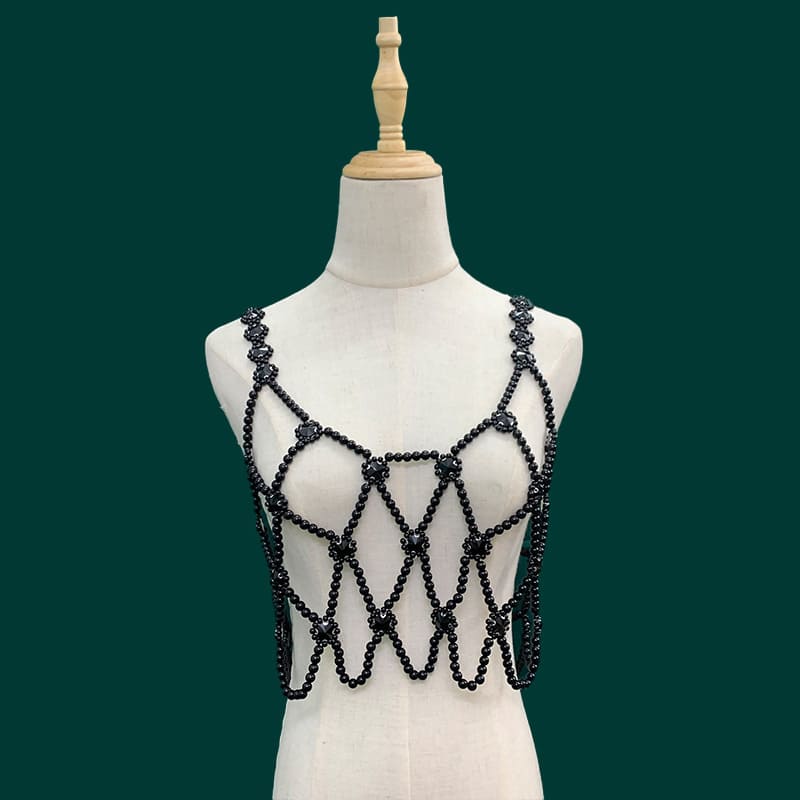 Luxurious Pearl Beaded Camisole - Handmade Fashion Piece