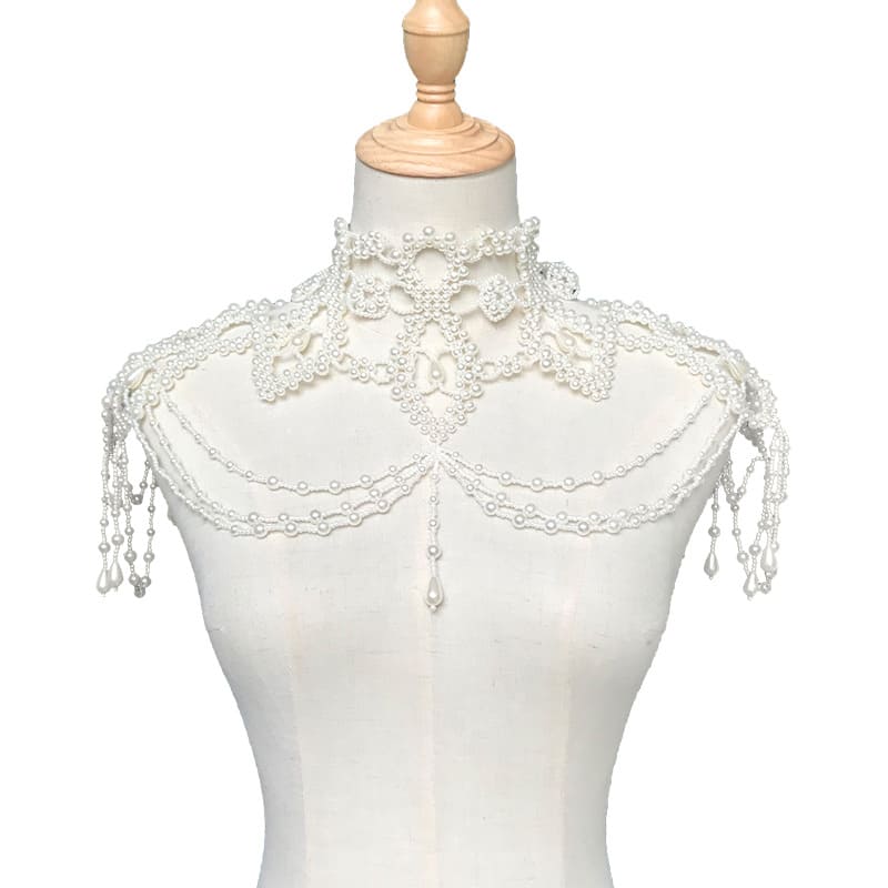 Luxurious Pearl Shawl Collar - Handcrafted Beauty