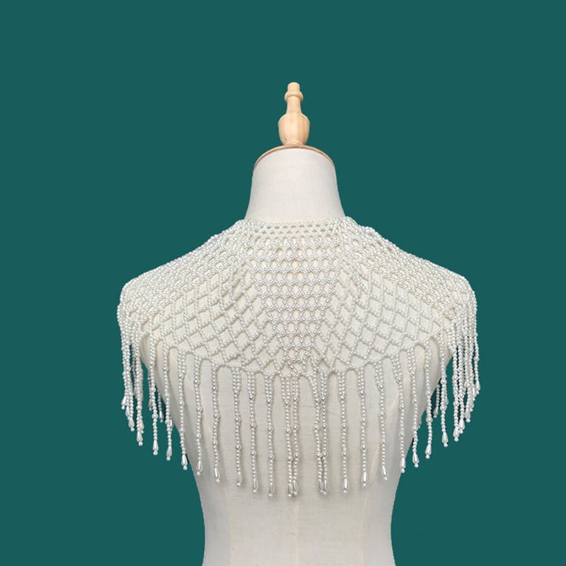 Elegant Pearl-Studded Capelet - Handcrafted with Care