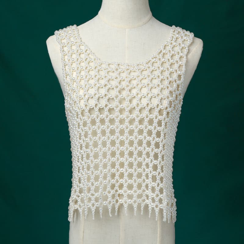 Handmade Pearl Embellished Tank - Elegant and Chic