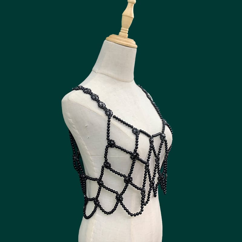 Luxurious Pearl Beaded Camisole - Handmade Fashion Piece