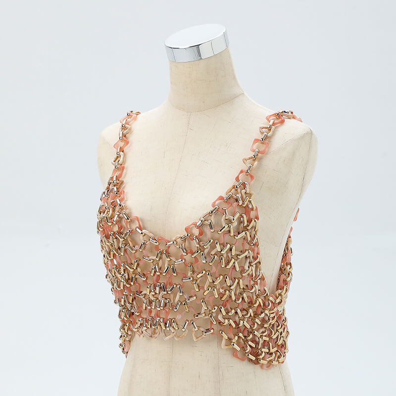 Pearl Beaded Sleeveless Top - Handcrafted Fashion Statement