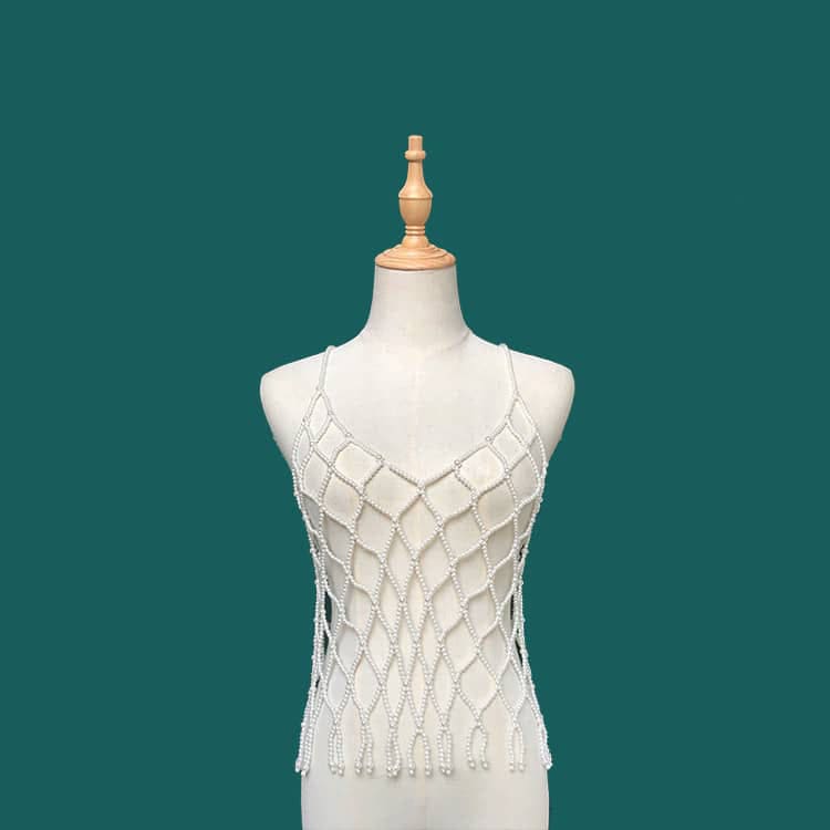 Luxury Handmade Pearl Bead Tank Top - Chic & Stylish