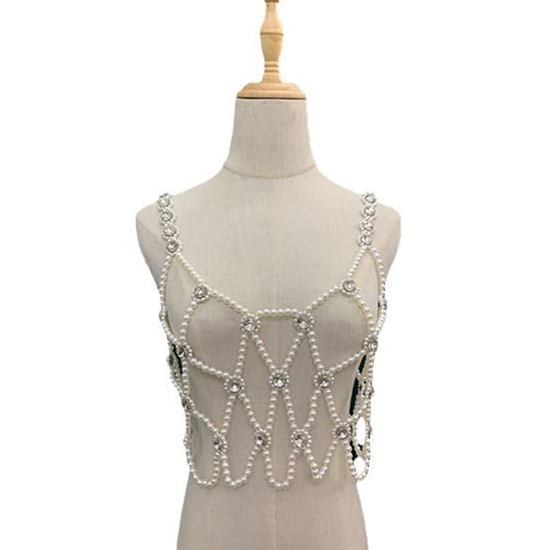 Luxurious Pearl Beaded Camisole - Handmade Fashion Piece