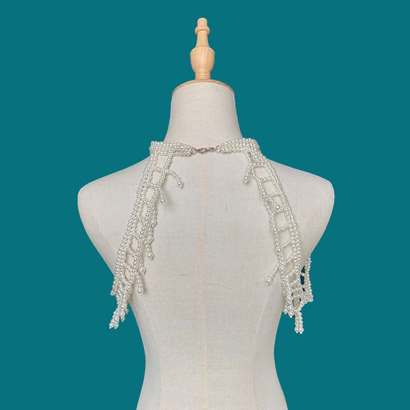 Handmade Pearl Embellished Collar - A Statement of Grace