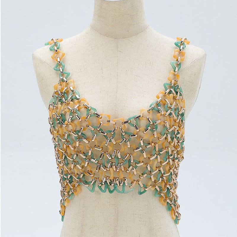 Pearl Beaded Sleeveless Top - Handcrafted Fashion Statement